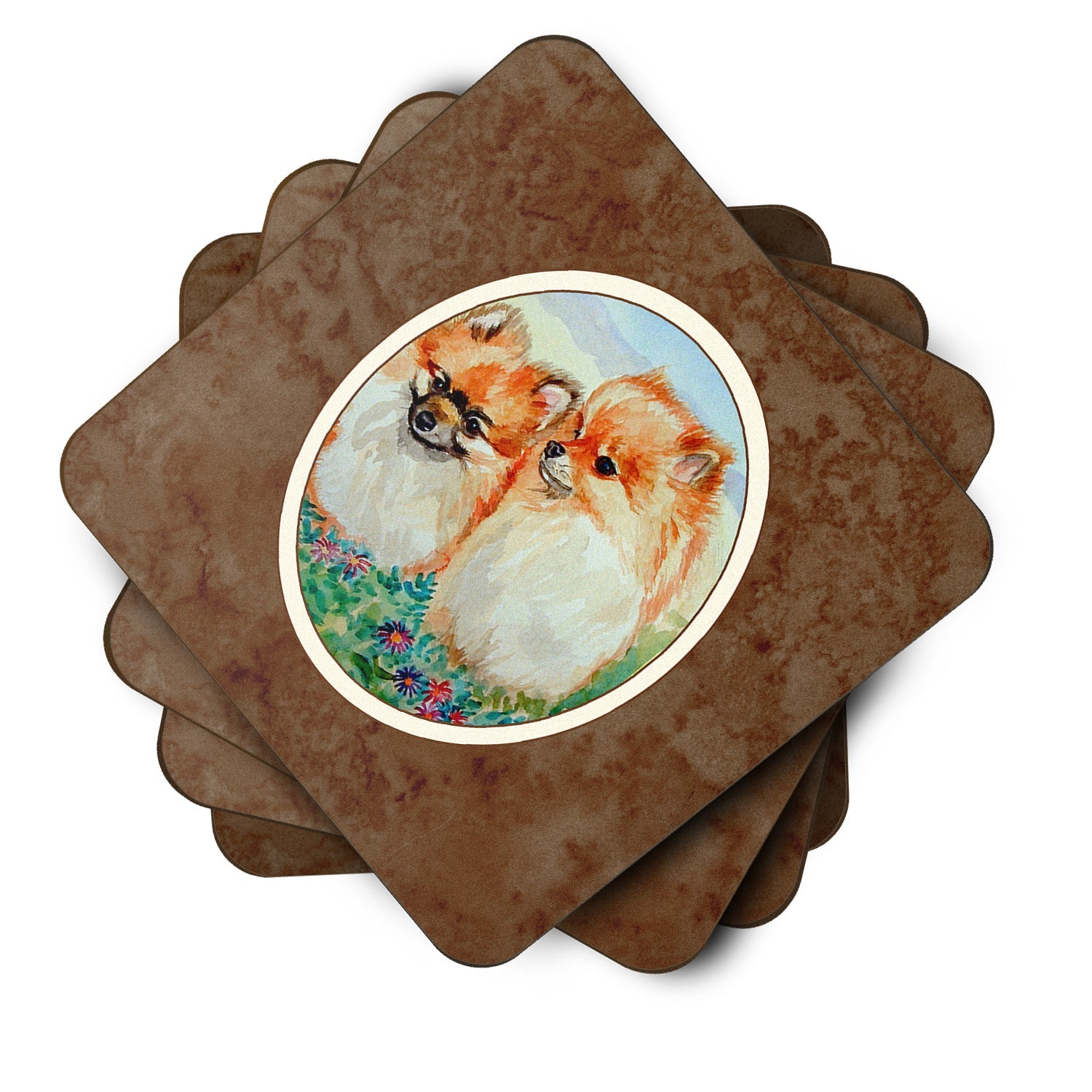 Pomeranian Foam Coasters Set of 4 Cup Coasters for Indoor Outdoor, Tabletop Protection, Anti Slip, Mouse pad Material