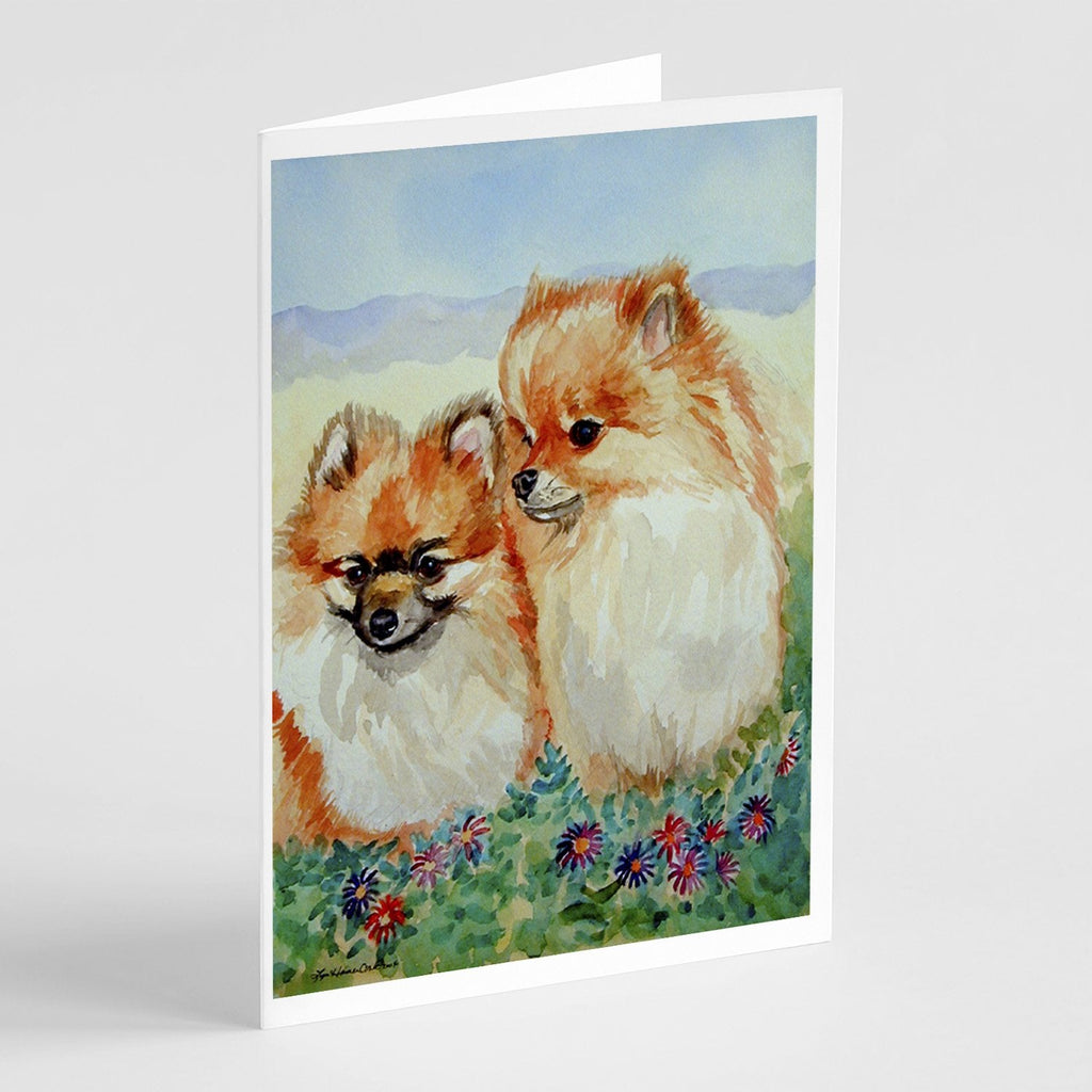 Pomeranian Greeting Cards Pack of 8 Blank Cards with Envelopes Whimsical A7 Size 5x7