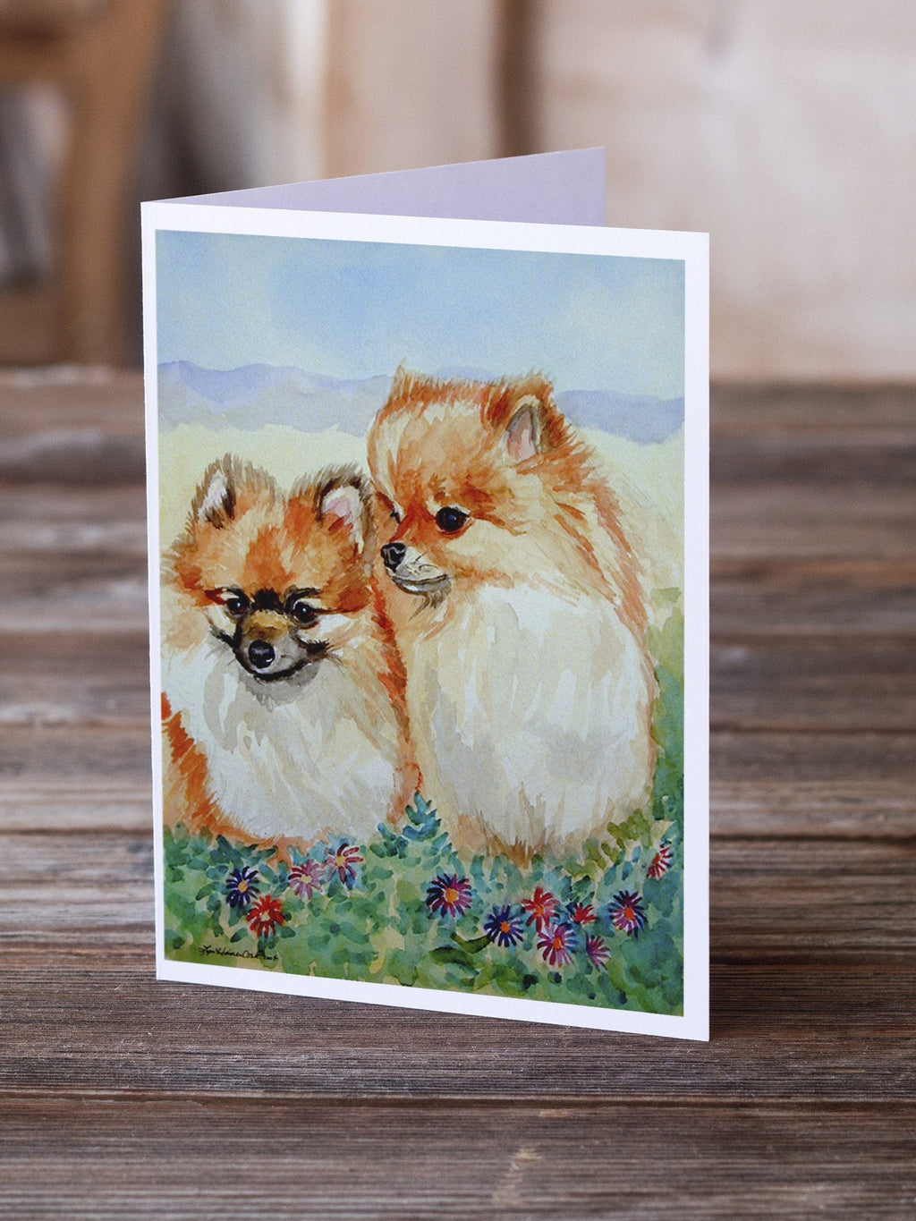 Pomeranian Greeting Cards Pack of 8 Blank Cards with Envelopes Whimsical A7 Size 5x7