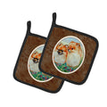 Pomeranian Pot Holder Set of 2 Heat Resistant Quilted Hot Pads 7.5 x 7.5 Inch, Insulated Kitchen Trivets for Cooking & Baking
