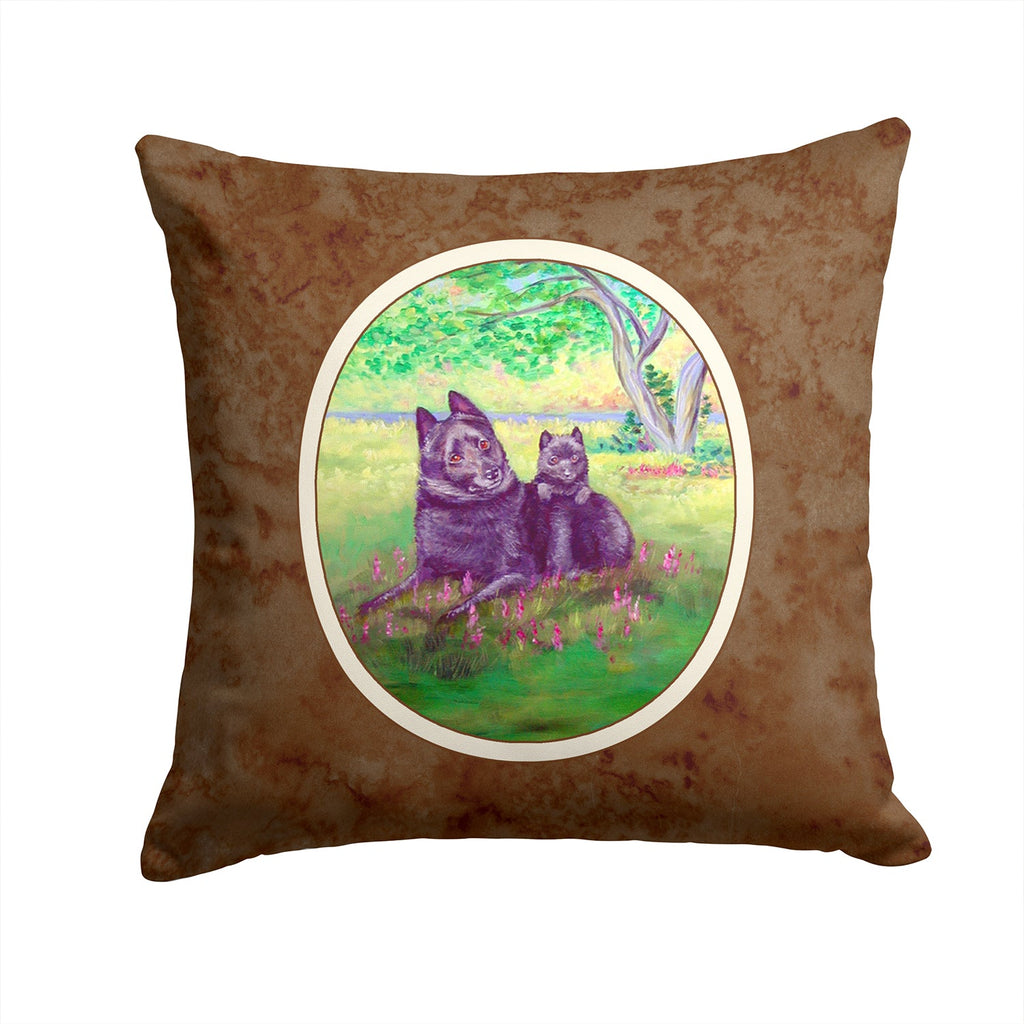 Schipperke and puppy Decorative Throw Pillow 14x14 Indoor Outdoor Accent Cushion, Fabric Cover with Insert for Sofa, Bed, Porch & Living Room