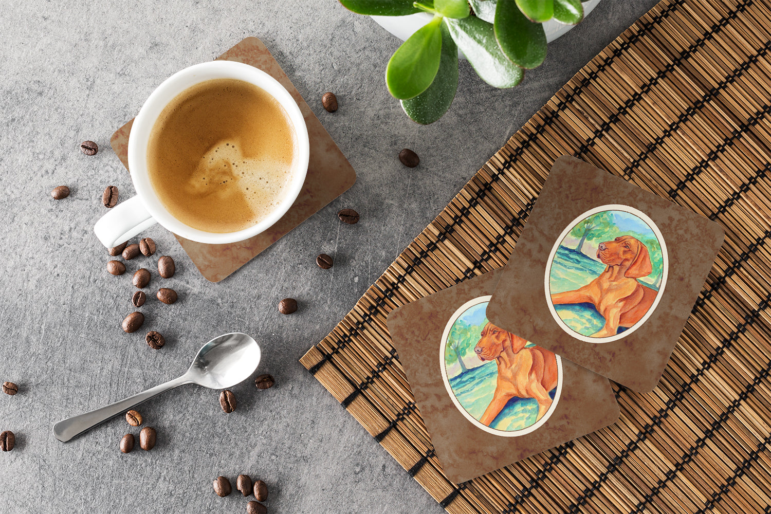 Vizsla Foam Coasters Set of 4 Cup Coasters for Indoor Outdoor, Tabletop Protection, Anti Slip, Mouse pad Material