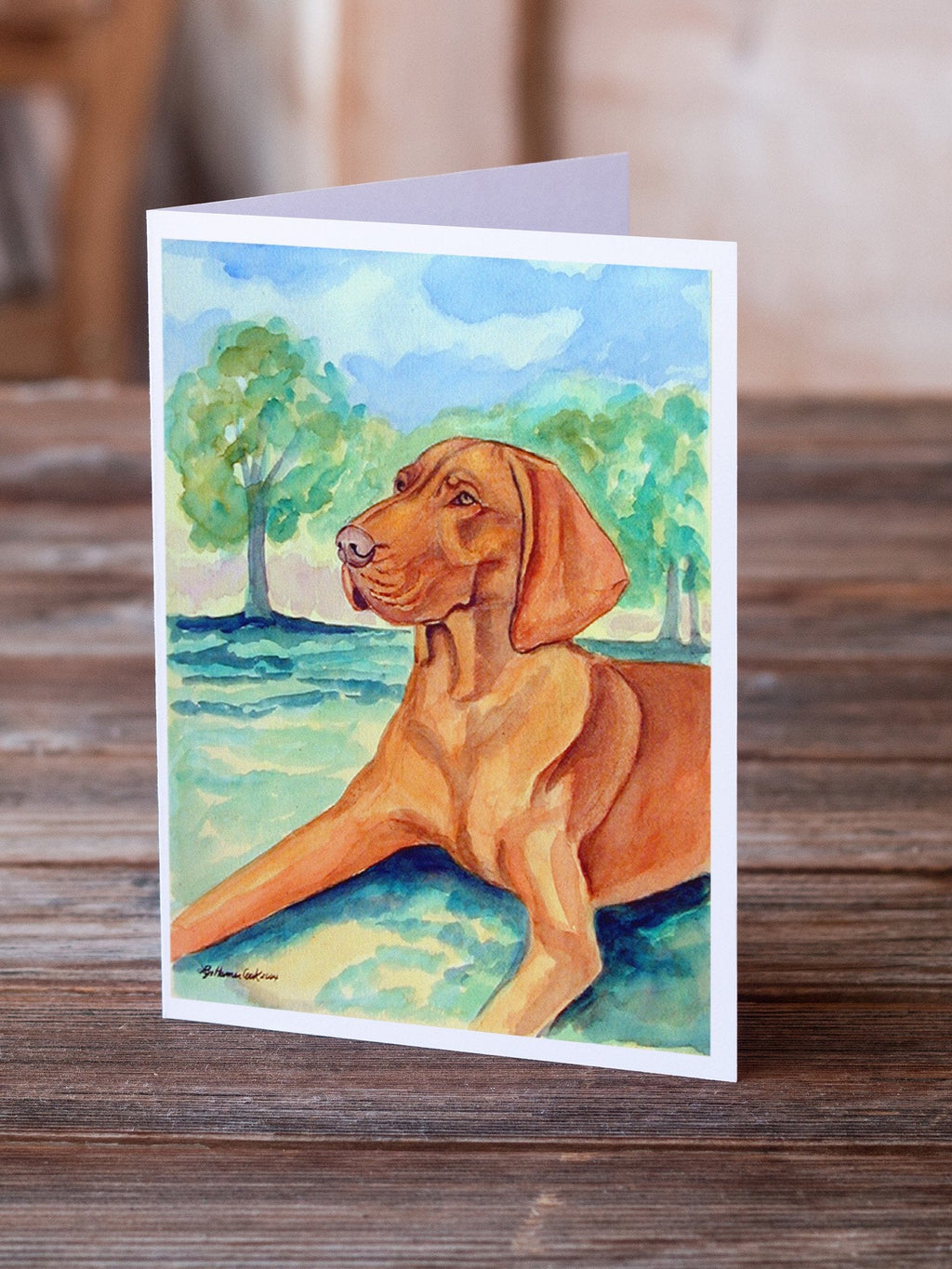 Vizsla Greeting Cards Pack of 8 Blank Cards with Envelopes Whimsical A7 Size 5x7