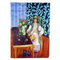 Lady with her Pug House Flag 28x40 Porch Sleeve Pole Decorative Outside Yard Banner Artwork Wall Hanging, Polyester