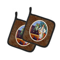 Lady with her Pug Pot Holder Set of 2 Heat Resistant Quilted Hot Pads 7.5 x 7.5 Inch, Insulated Kitchen Trivets for Cooking & Baking