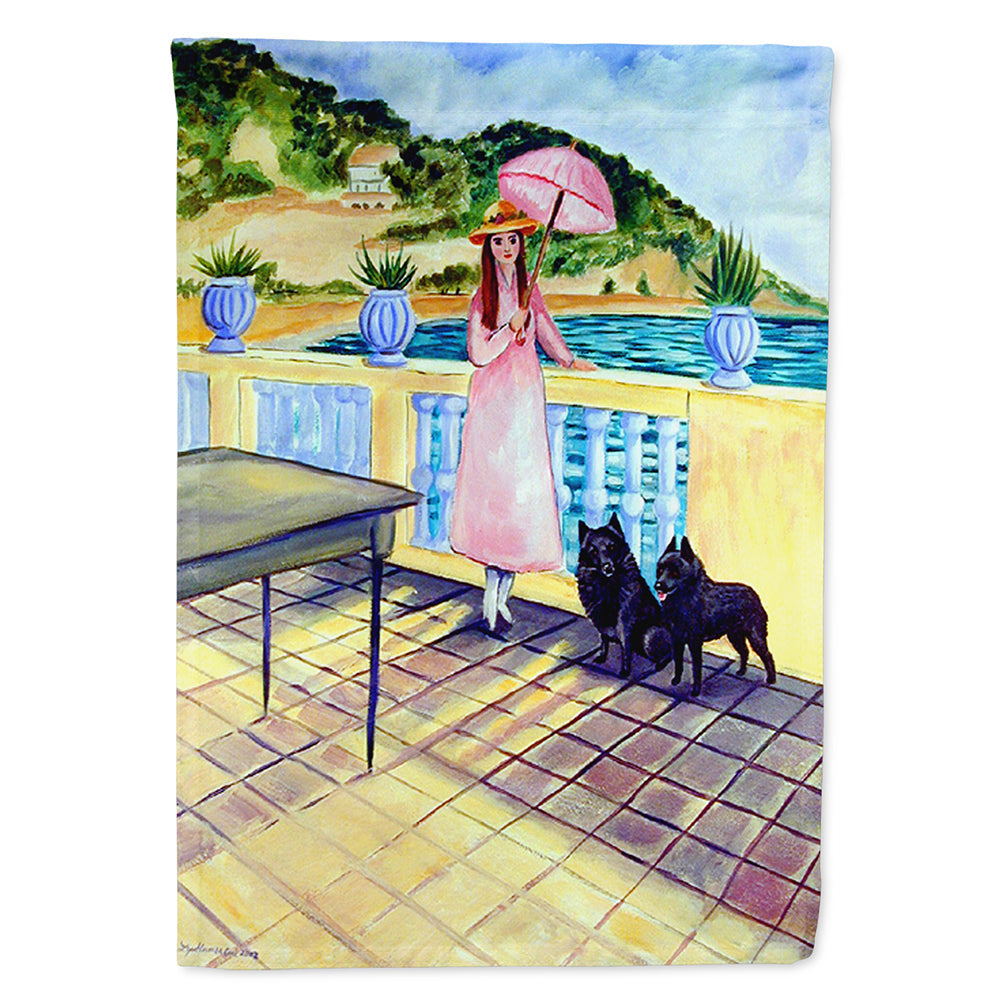 Lady with her Schipperke House Flag 28x40 Porch Sleeve Pole Decorative Outside Yard Banner Artwork Wall Hanging, Polyester