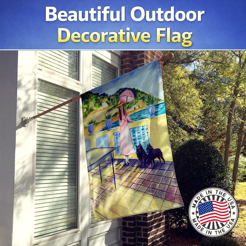 Lady with her Schipperke House Flag 28x40 Porch Sleeve Pole Decorative Outside Yard Banner Artwork Wall Hanging, Polyester