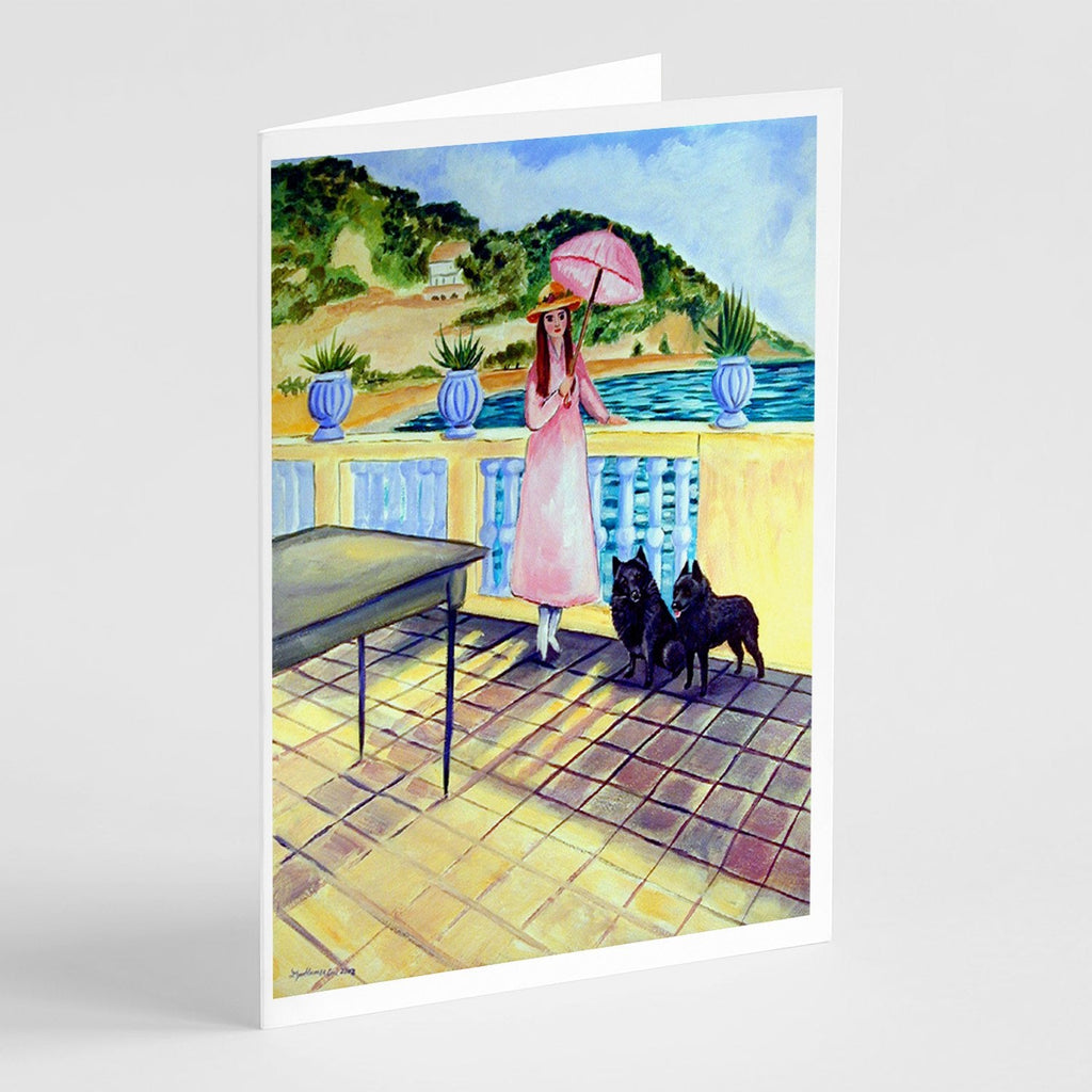 Lady with her Schipperke Greeting Cards Pack of 8 Blank Cards with Envelopes Whimsical A7 Size 5x7