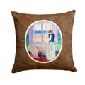Lady with her Schipperke Decorative Throw Pillow 14x14 Indoor Outdoor Accent Cushion, Fabric Cover with Insert for Sofa, Bed, Porch & Living Room