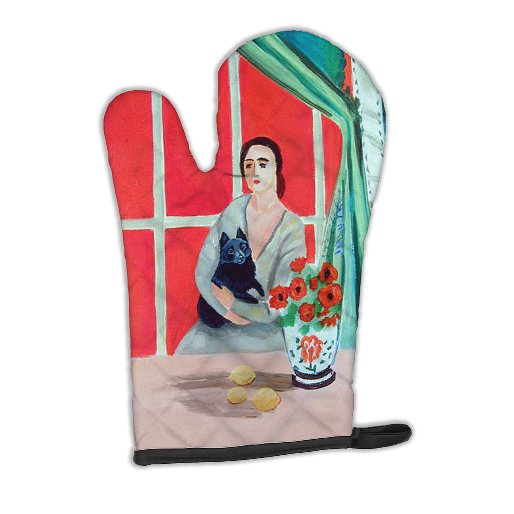 Lady with her Schipperke Oven Mitt Heat Resistant Thick Oven Mitt for Hot Pans and Oven, Kitchen Mitt Protect Hands, Cooking Baking Glove