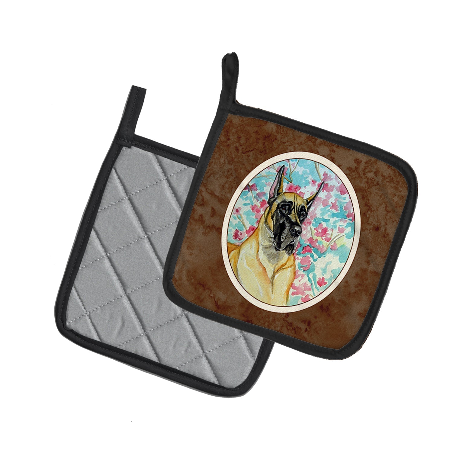 Fawn Great Dane Pot Holder Set of 2 Heat Resistant Quilted Hot Pads 7.5 x 7.5 Inch, Insulated Kitchen Trivets for Cooking & Baking