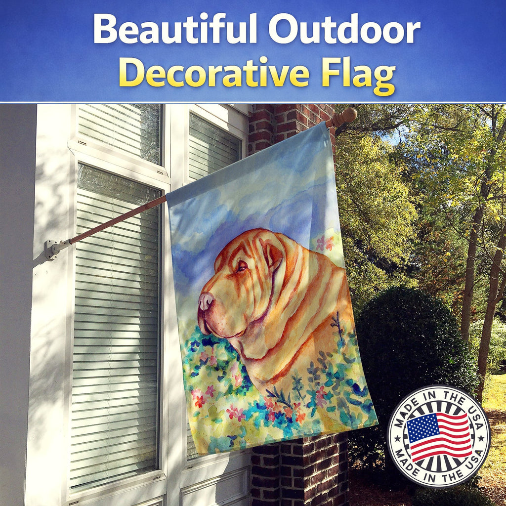 Shar Pei House Flag 28x40 Porch Sleeve Pole Decorative Outside Yard Banner Artwork Wall Hanging, Polyester