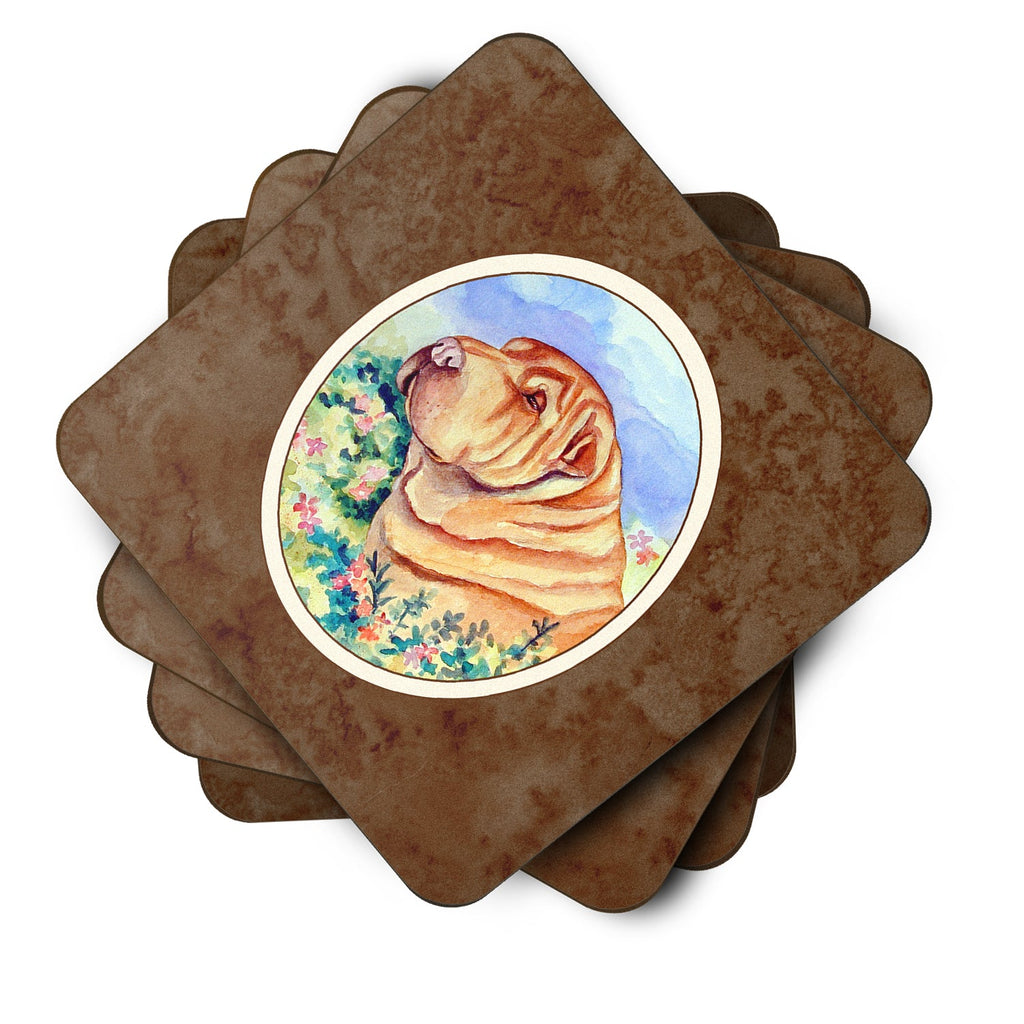 Shar Pei Foam Coasters Set of 4 Cup Coasters for Indoor Outdoor, Tabletop Protection, Anti Slip, Mouse pad Material