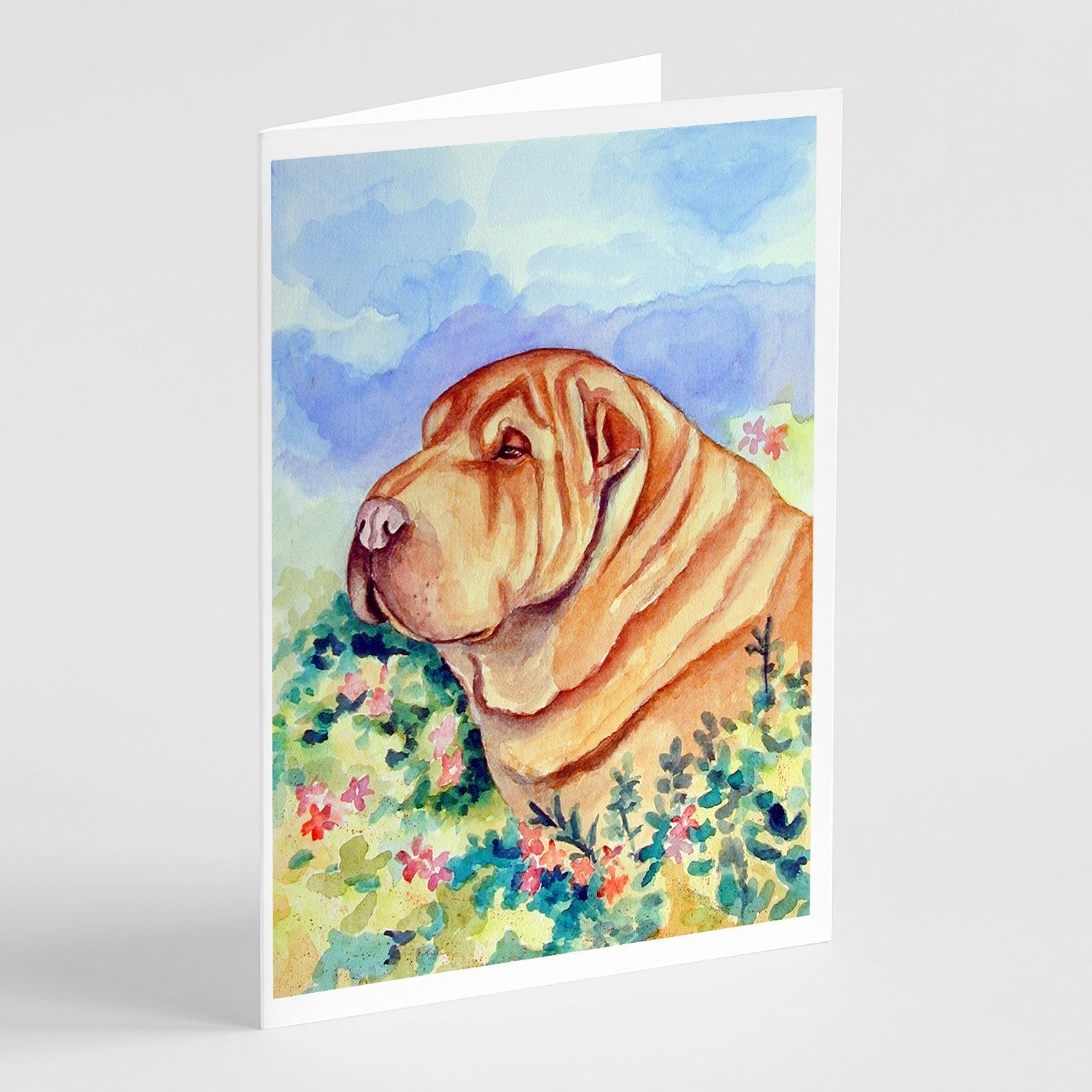 Shar Pei Greeting Cards Pack of 8 Blank Cards with Envelopes Whimsical A7 Size 5x7