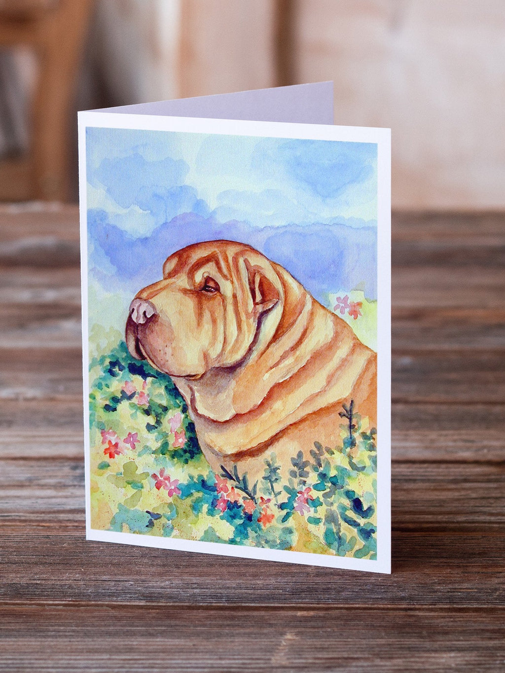 Shar Pei Greeting Cards Pack of 8 Blank Cards with Envelopes Whimsical A7 Size 5x7