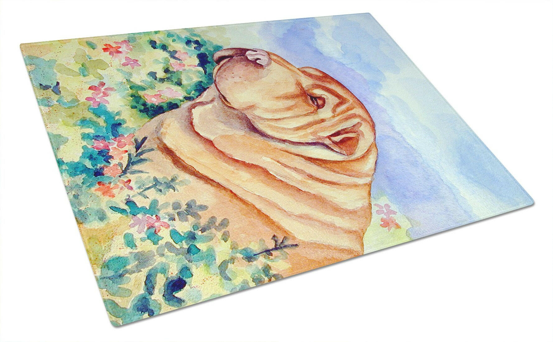 Shar Pei Cutting Board Tempered Glass Kitchen Cutting Surface, Heat Resistant Chopping, Non-Slip Feet, Food Prep & Serving