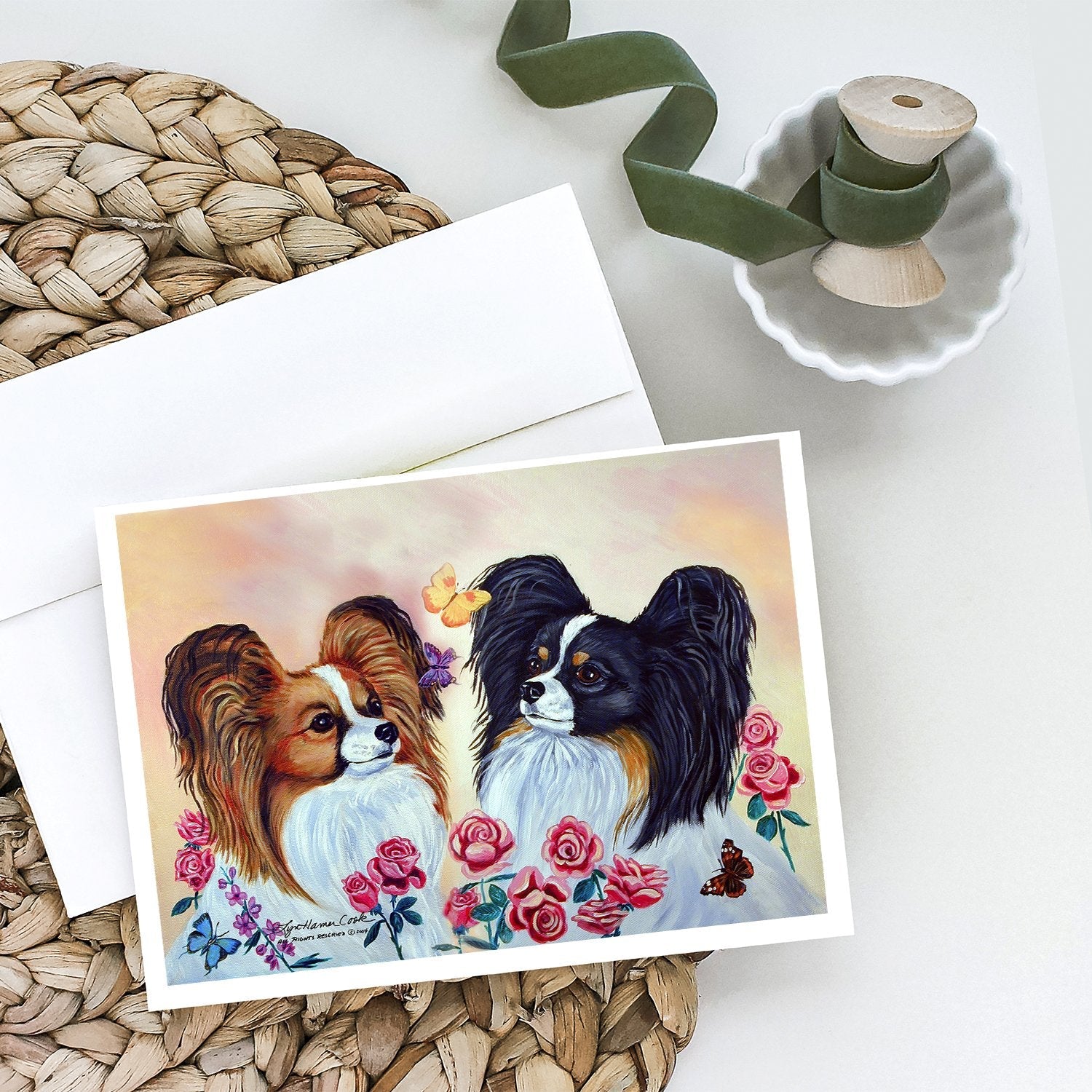 Papillon Greeting Cards Pack of 8 Blank Cards with Envelopes Whimsical A7 Size 5x7