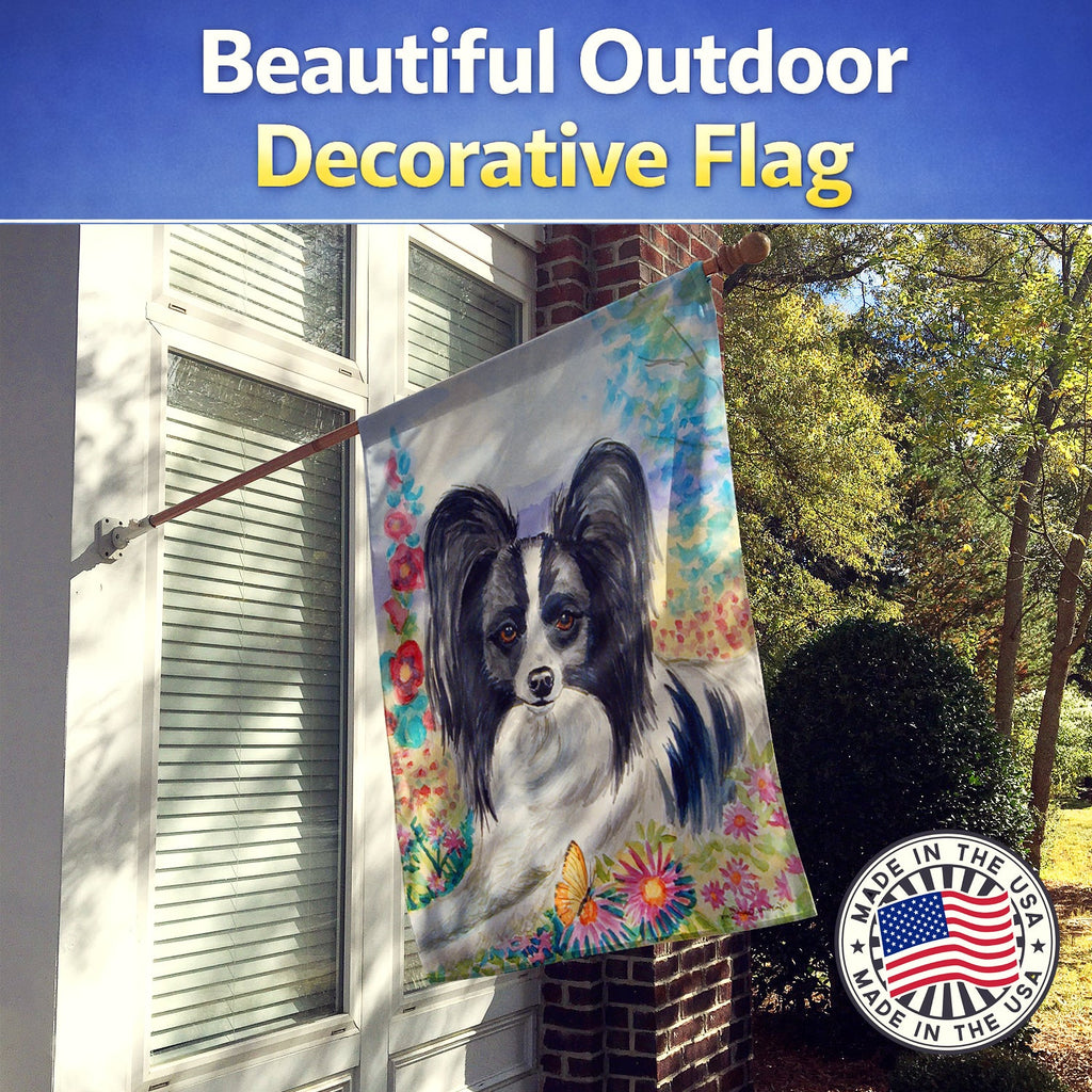 Papillon House Flag 28x40 Porch Sleeve Pole Decorative Outside Yard Banner Artwork Wall Hanging, Polyester