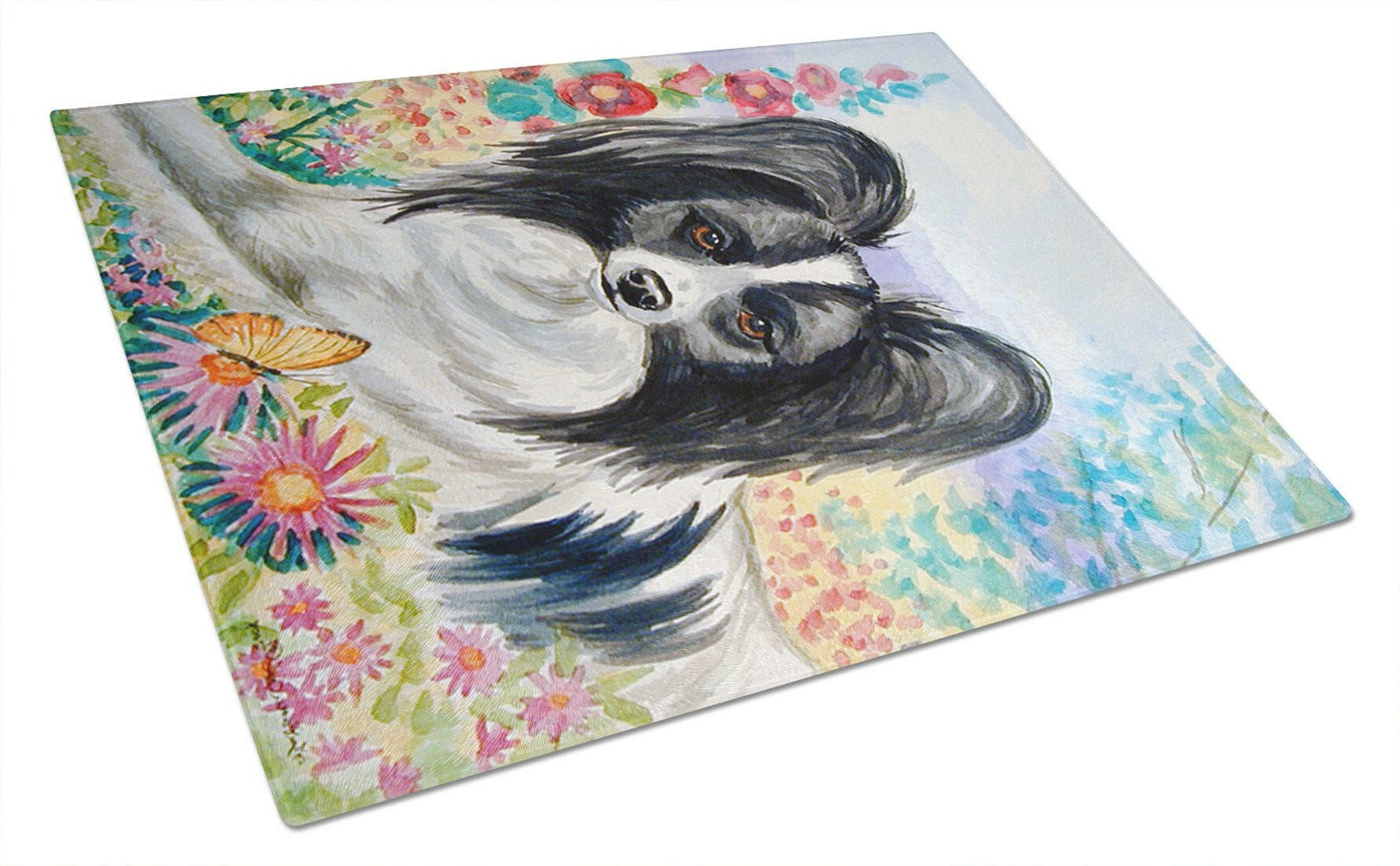 Papillon Cutting Board Tempered Glass Kitchen Cutting Surface, Heat Resistant Chopping, Non-Slip Feet, Food Prep & Serving