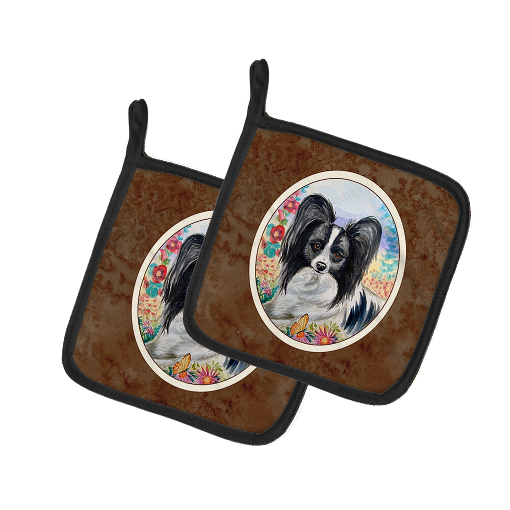 Papillon Pot Holder Set of 2 Heat Resistant Quilted Hot Pads 7.5 x 7.5 Inch, Insulated Kitchen Trivets for Cooking & Baking
