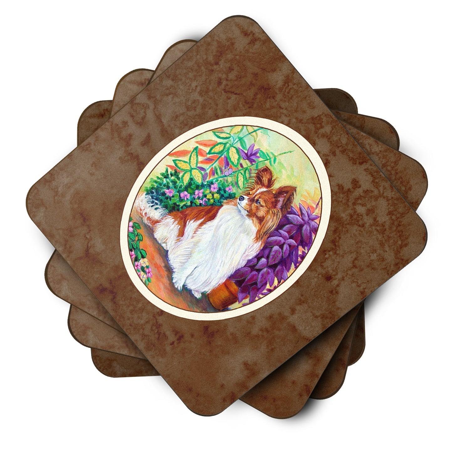 Papillon Foam Coasters Set of 4 Cup Coasters for Indoor Outdoor, Tabletop Protection, Anti Slip, Mouse pad Material
