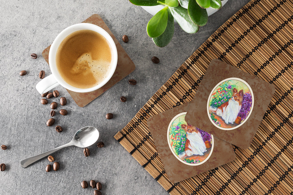 Papillon Foam Coasters Set of 4 Cup Coasters for Indoor Outdoor, Tabletop Protection, Anti Slip, Mouse pad Material