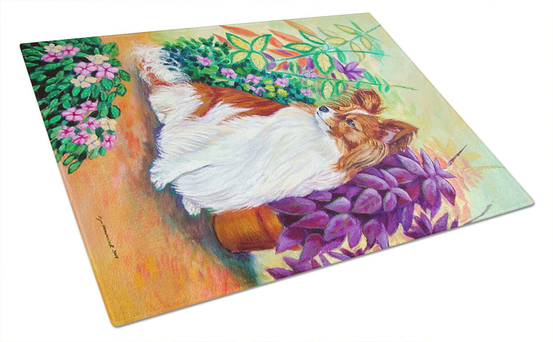 Papillon Cutting Board Tempered Glass Kitchen Cutting Surface, Heat Resistant Chopping, Non-Slip Feet, Food Prep & Serving