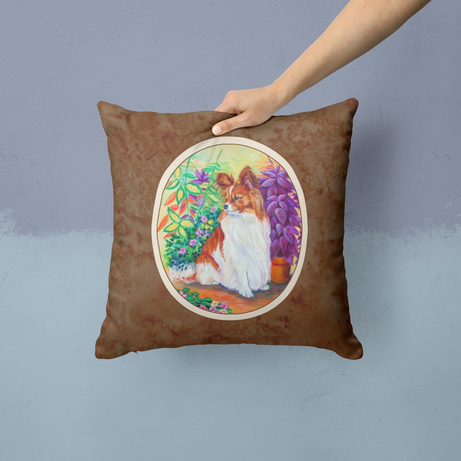 Papillon Decorative Throw Pillow 14x14 Indoor Outdoor Accent Cushion, Fabric Cover with Insert for Sofa, Bed, Porch & Living Room
