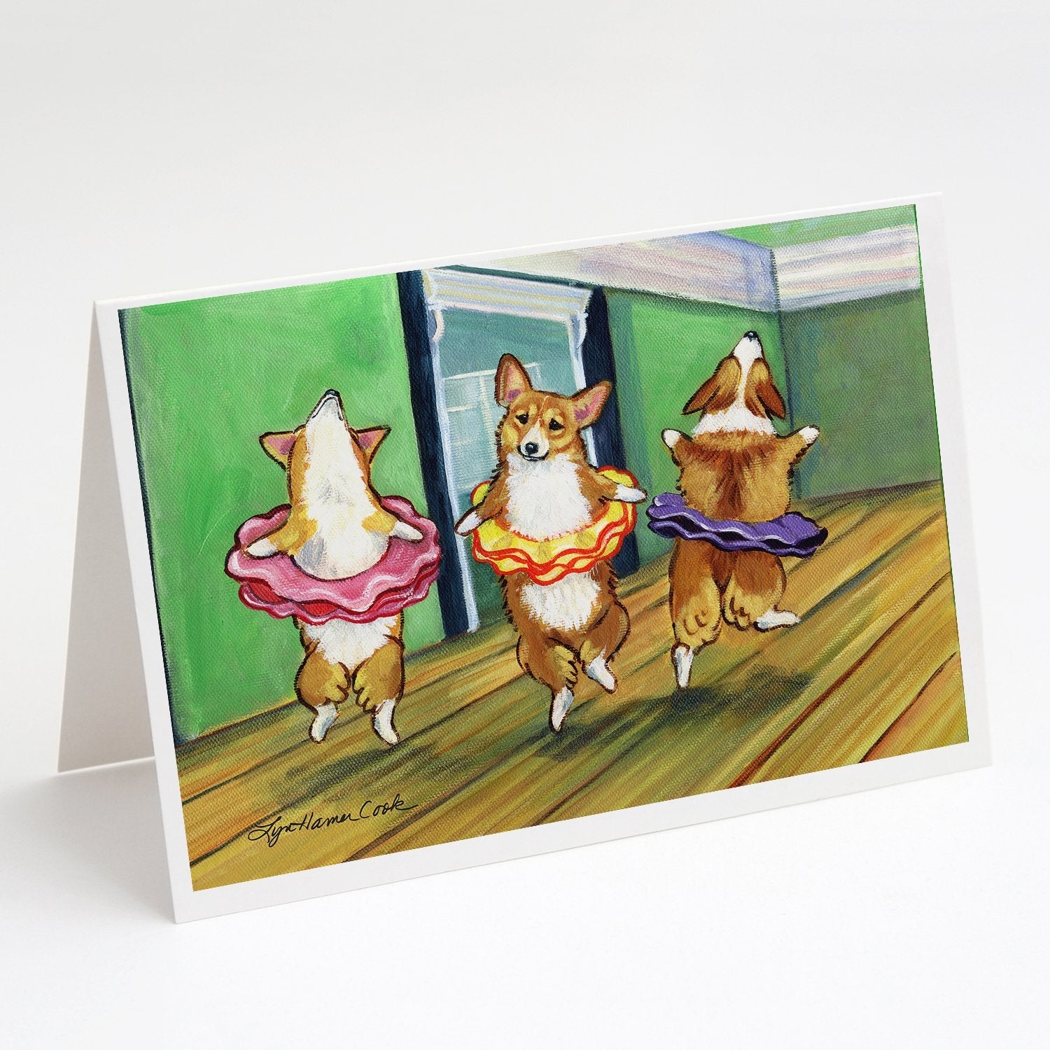 Little Ballerina Corgi Greeting Cards Pack of 8 Blank Cards with Envelopes Whimsical A7 Size 5x7