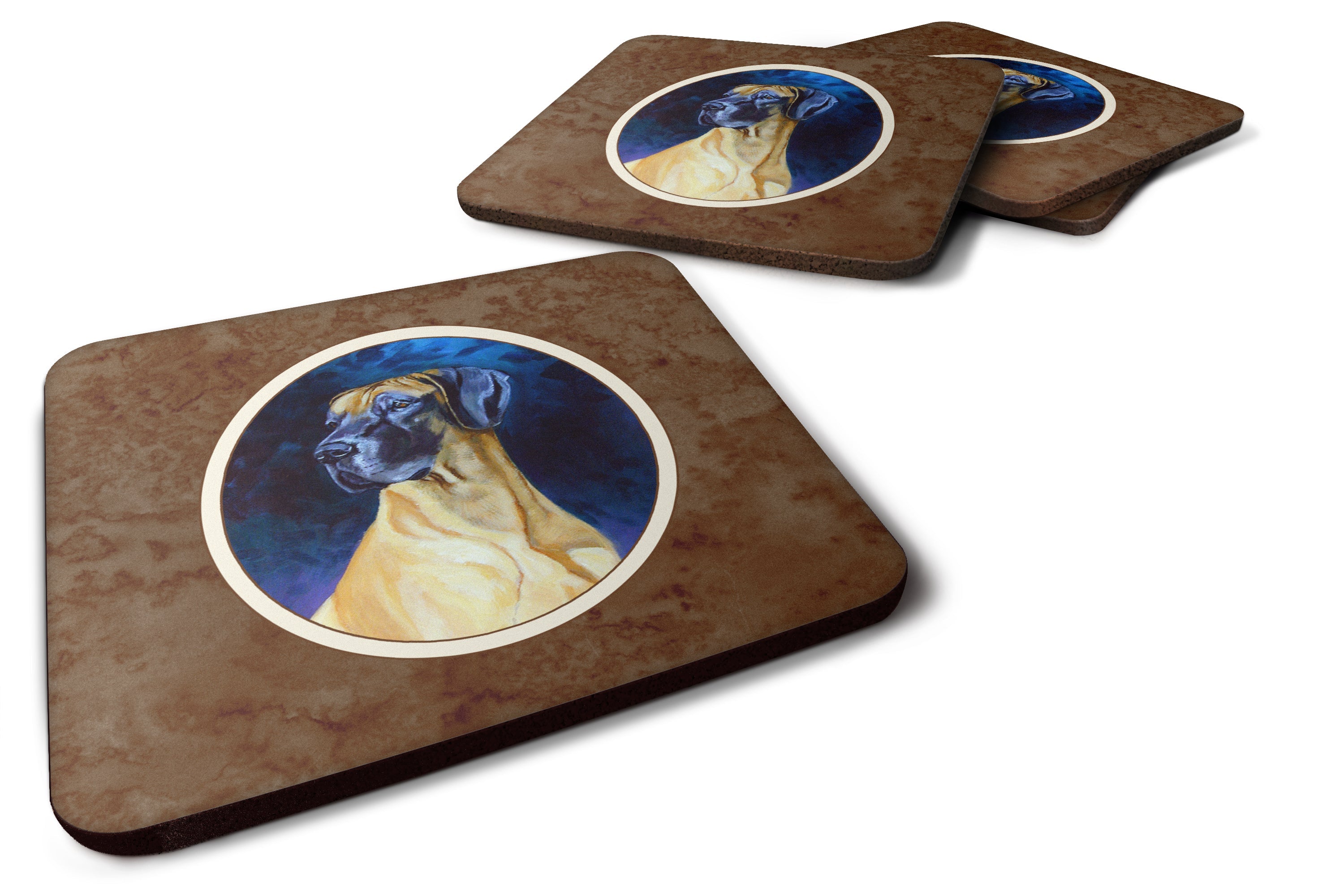 Great Dane Foam Coasters Set of 4 Cup Coasters for Indoor Outdoor, Tabletop Protection, Anti Slip, Mouse pad Material