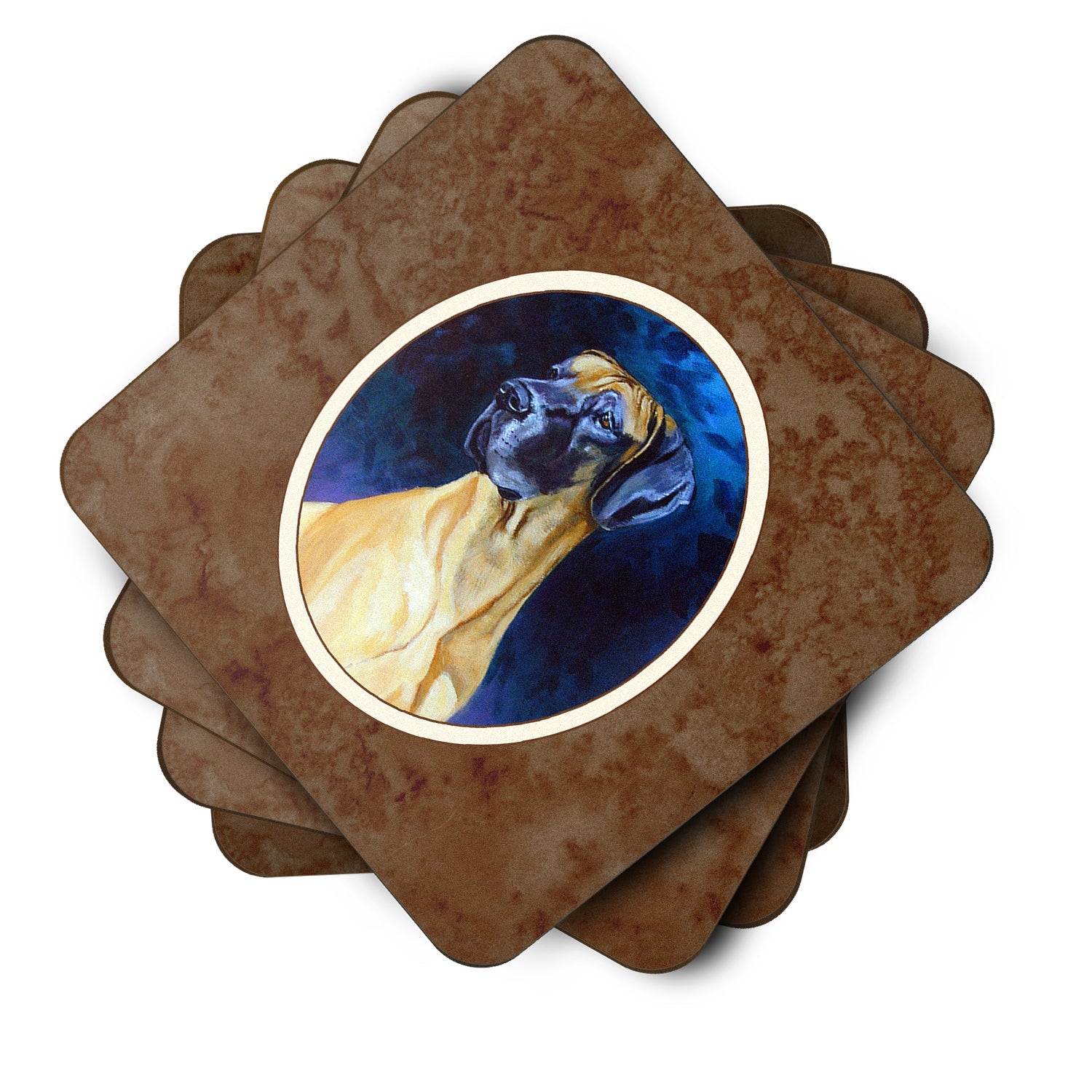 Great Dane Foam Coasters Set of 4 Cup Coasters for Indoor Outdoor, Tabletop Protection, Anti Slip, Mouse pad Material