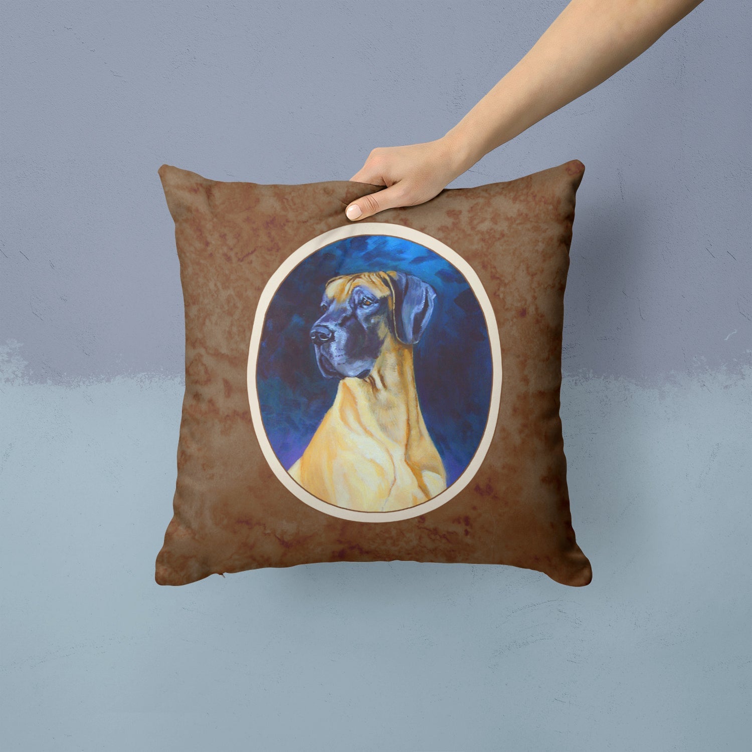 Great Dane Decorative Throw Pillow 14x14 Indoor Outdoor Accent Cushion, Fabric Cover with Insert for Sofa, Bed, Porch & Living Room