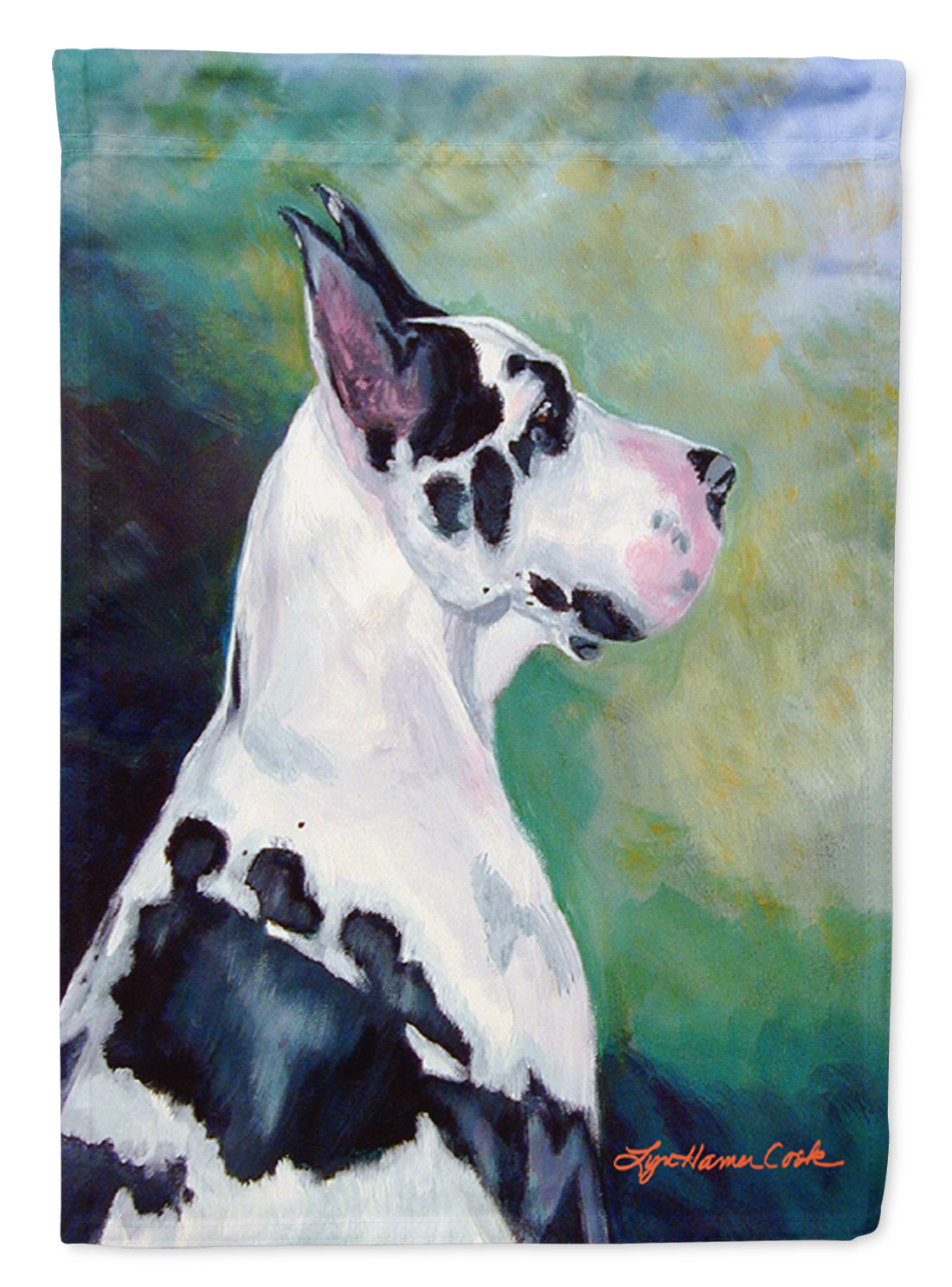 Harlequin Great Dane House Flag 28x40 Porch Sleeve Pole Decorative Outside Yard Banner Artwork Wall Hanging, Polyester