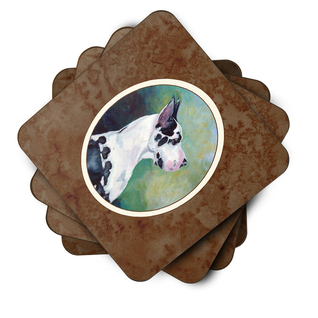 Harlequin Great Dane Foam Coasters Set of 4 Cup Coasters for Indoor Outdoor, Tabletop Protection, Anti Slip, Mouse pad Material