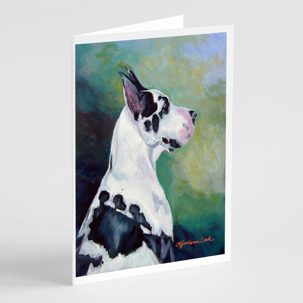 Harlequin Great Dane Greeting Cards Pack of 8 Blank Cards with Envelopes Whimsical A7 Size 5x7