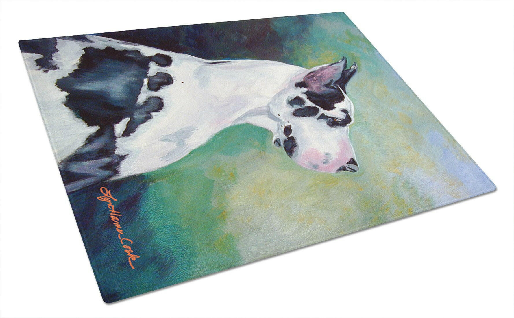 Harlequin Great Dane Cutting Board Tempered Glass Kitchen Cutting Surface, Heat Resistant Chopping, Non-Slip Feet, Food Prep & Serving