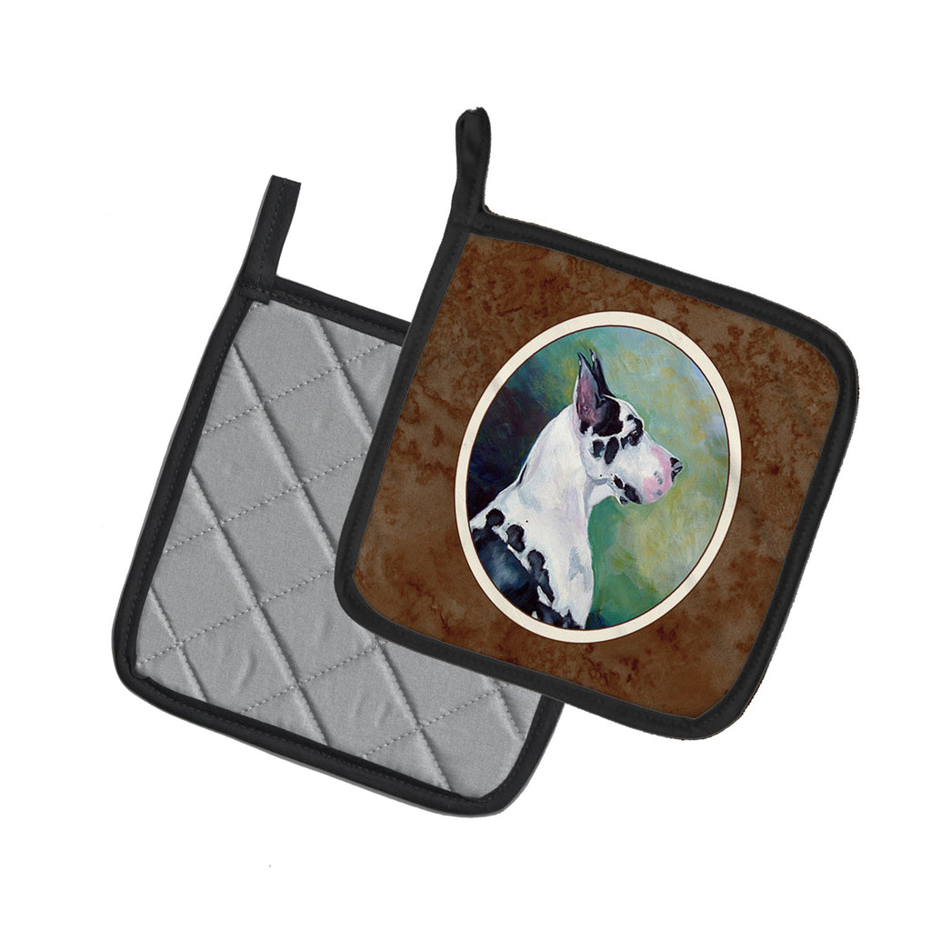 Harlequin Great Dane Pot Holder Set of 2 Heat Resistant Quilted Hot Pads 7.5 x 7.5 Inch, Insulated Kitchen Trivets for Cooking & Baking