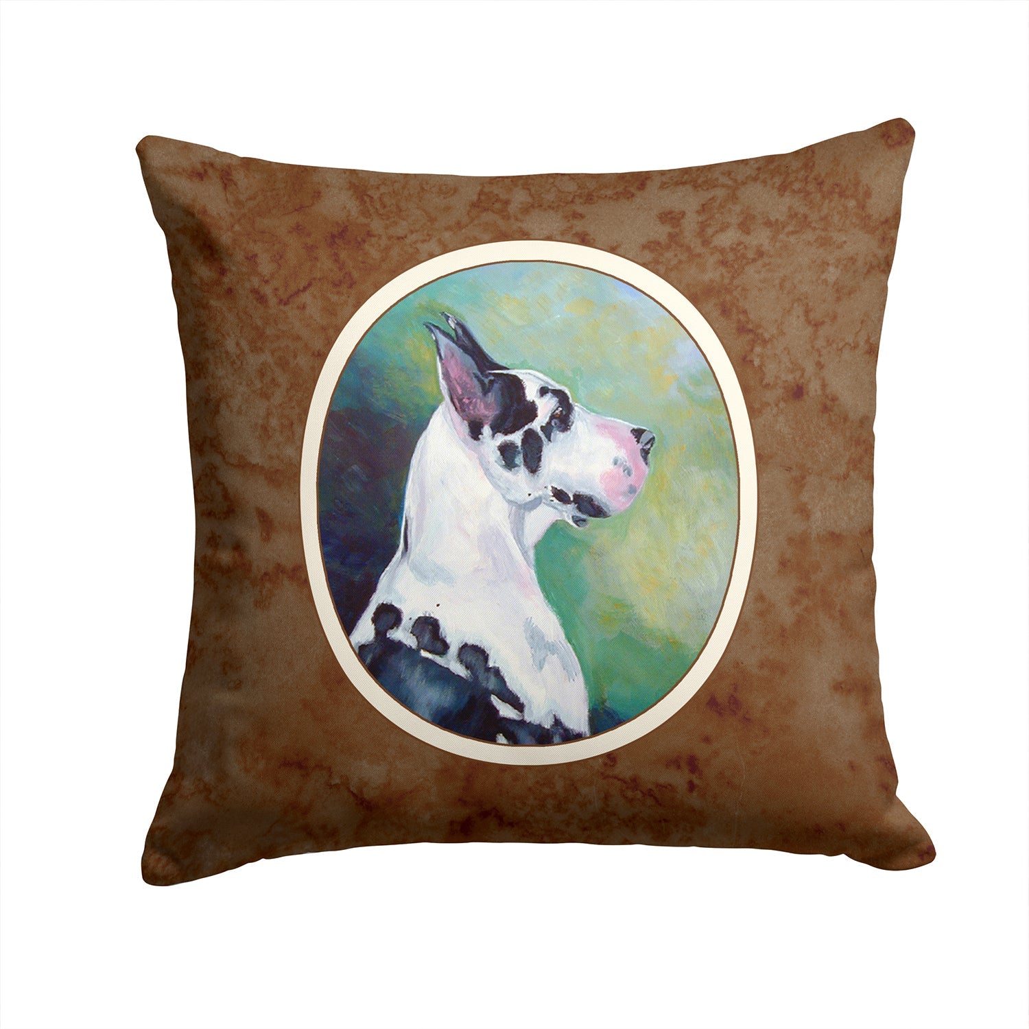 Harlequin Great Dane Decorative Throw Pillow 14x14 Indoor Outdoor Accent Cushion, Fabric Cover with Insert for Sofa, Bed, Porch & Living Room
