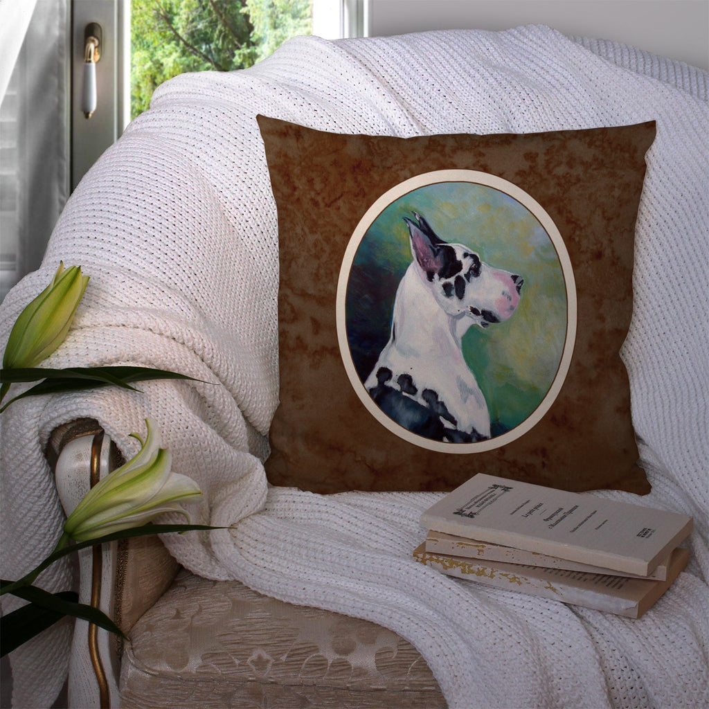 Harlequin Great Dane Decorative Throw Pillow 14x14 Indoor Outdoor Accent Cushion, Fabric Cover with Insert for Sofa, Bed, Porch & Living Room