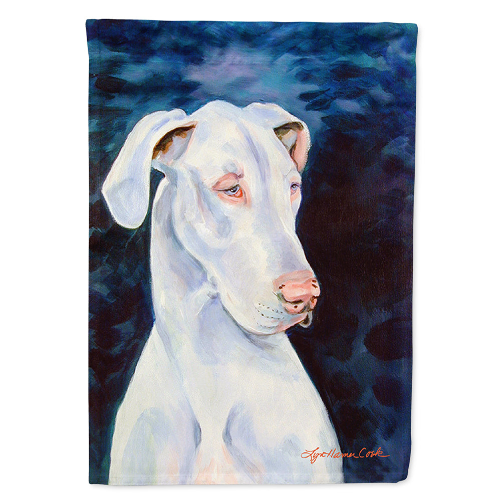 White Great Dane House Flag 28x40 Porch Sleeve Pole Decorative Outside Yard Banner Artwork Wall Hanging, Polyester