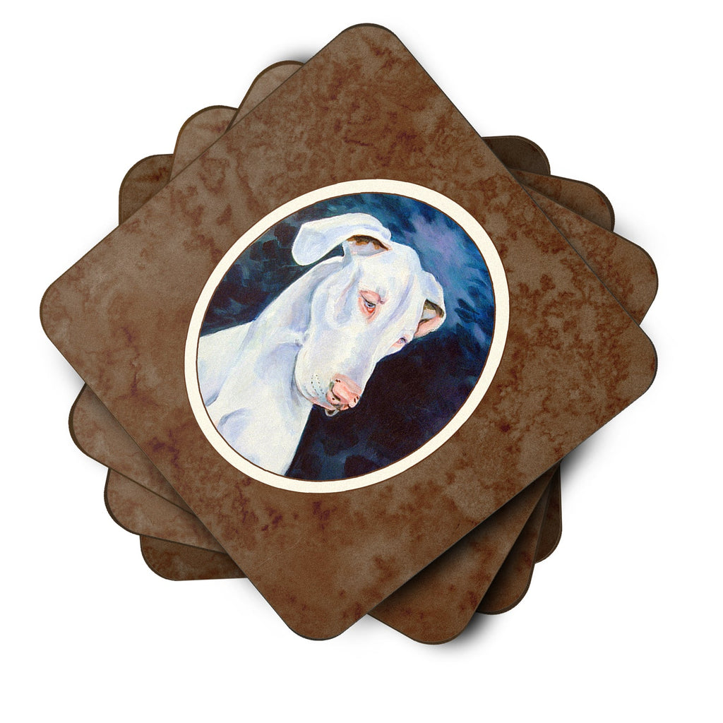 White Great Dane Foam Coasters Set of 4 Cup Coasters for Indoor Outdoor, Tabletop Protection, Anti Slip, Mouse pad Material