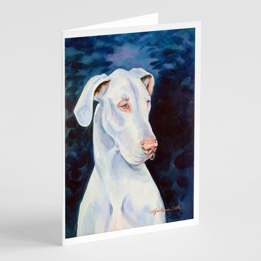 White Great Dane Greeting Cards Pack of 8 Blank Cards with Envelopes Whimsical A7 Size 5x7