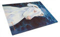 White Great Dane Cutting Board Tempered Glass Kitchen Cutting Surface, Heat Resistant Chopping, Non-Slip Feet, Food Prep & Serving