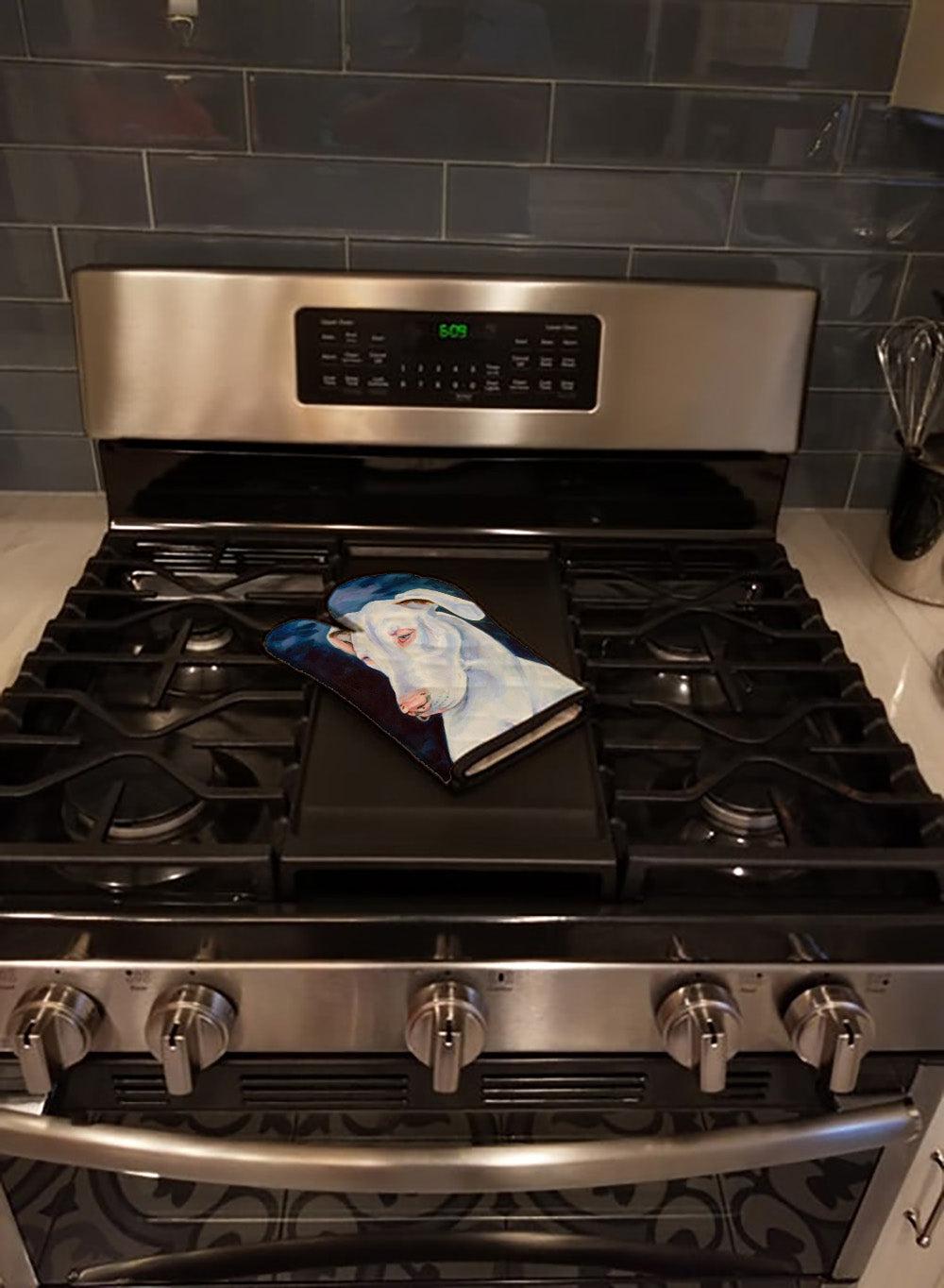 White Great Dane Oven Mitt Heat Resistant Thick Oven Mitt for Hot Pans and Oven, Kitchen Mitt Protect Hands, Cooking Baking Glove
