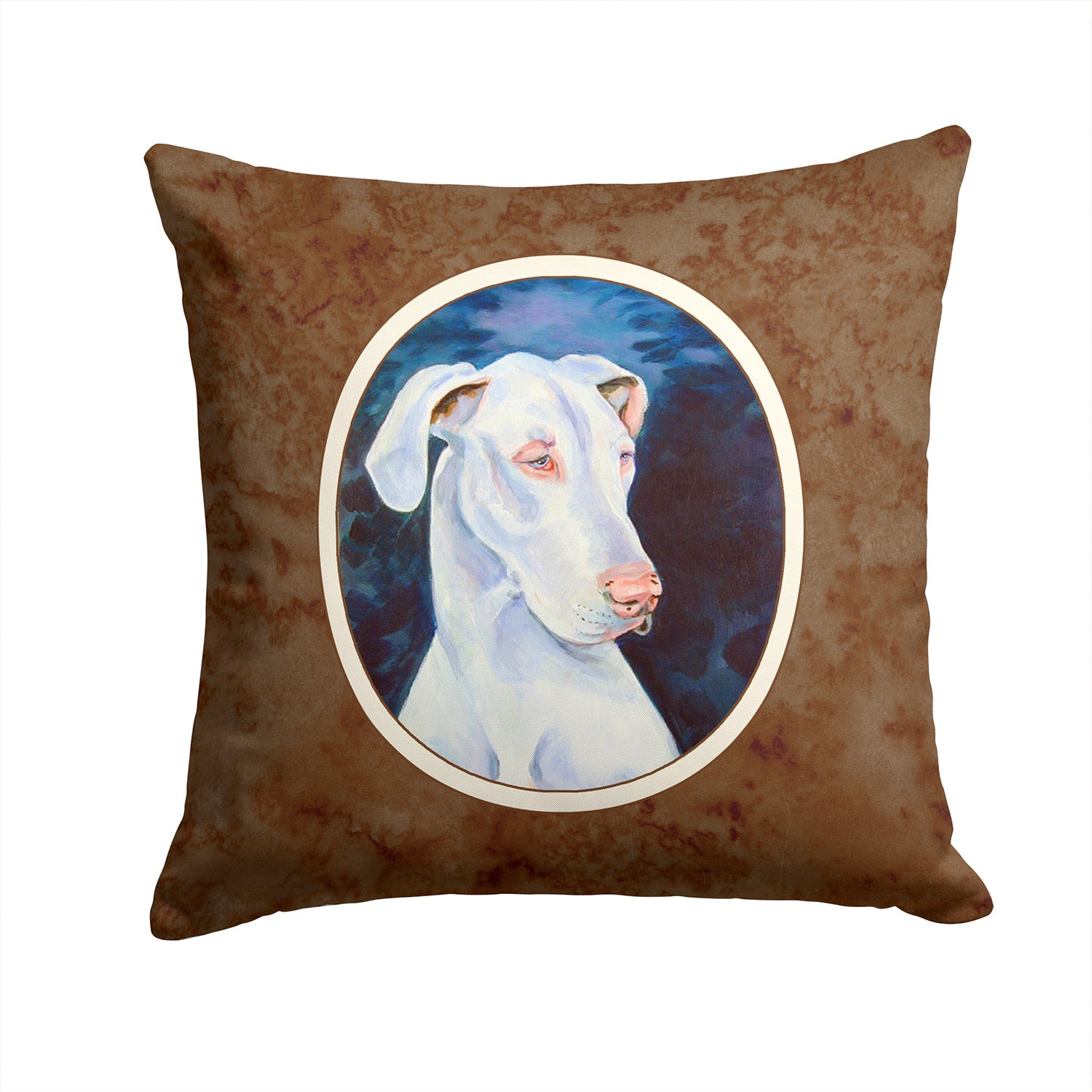 White Great Dane Decorative Throw Pillow 14x14 Indoor Outdoor Accent Cushion, Fabric Cover with Insert for Sofa, Bed, Porch & Living Room