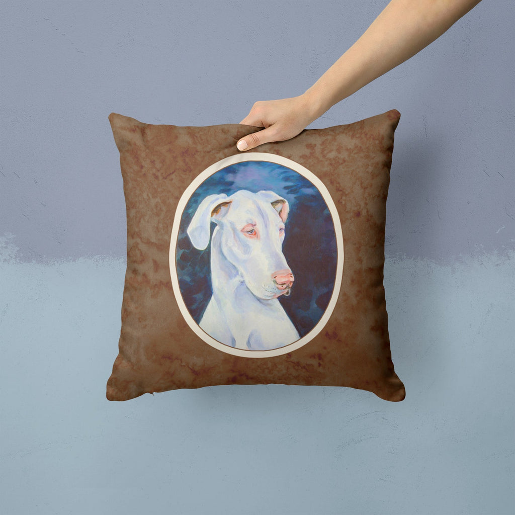 White Great Dane Decorative Throw Pillow 14x14 Indoor Outdoor Accent Cushion, Fabric Cover with Insert for Sofa, Bed, Porch & Living Room