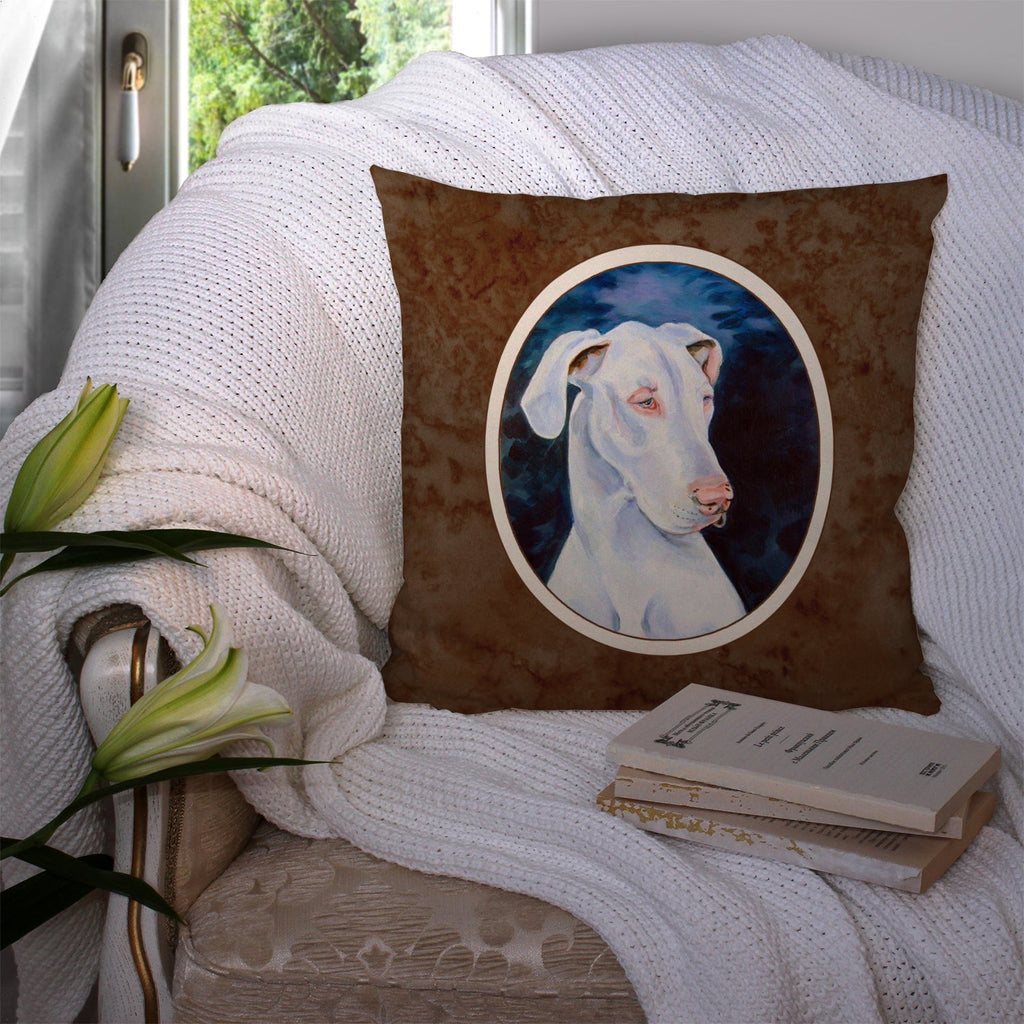 White Great Dane Decorative Throw Pillow 14x14 Indoor Outdoor Accent Cushion, Fabric Cover with Insert for Sofa, Bed, Porch & Living Room