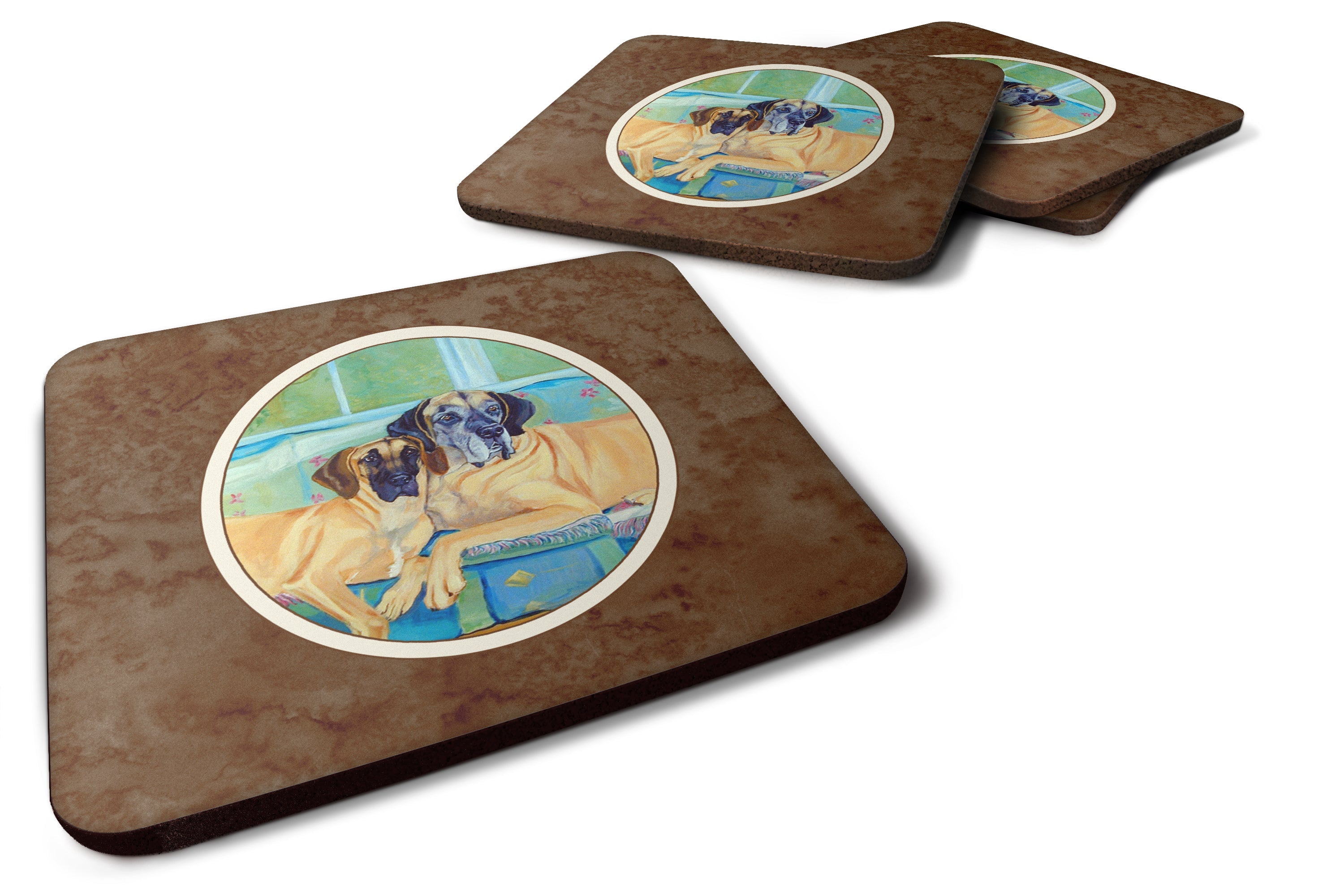 Great Dane Foam Coasters Set of 4 Cup Coasters for Indoor Outdoor, Tabletop Protection, Anti Slip, Mouse pad Material