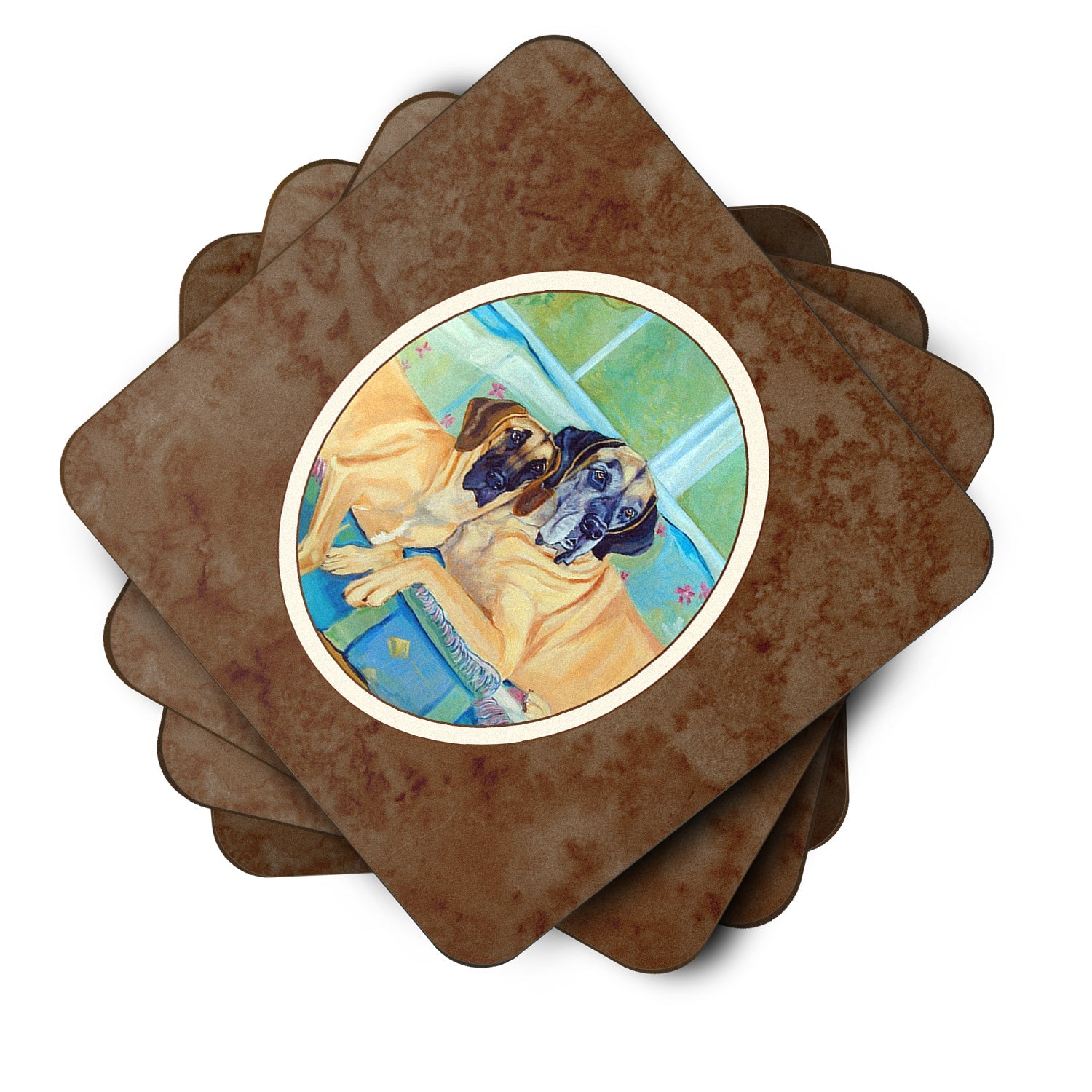 Great Dane Foam Coasters Set of 4 Cup Coasters for Indoor Outdoor, Tabletop Protection, Anti Slip, Mouse pad Material
