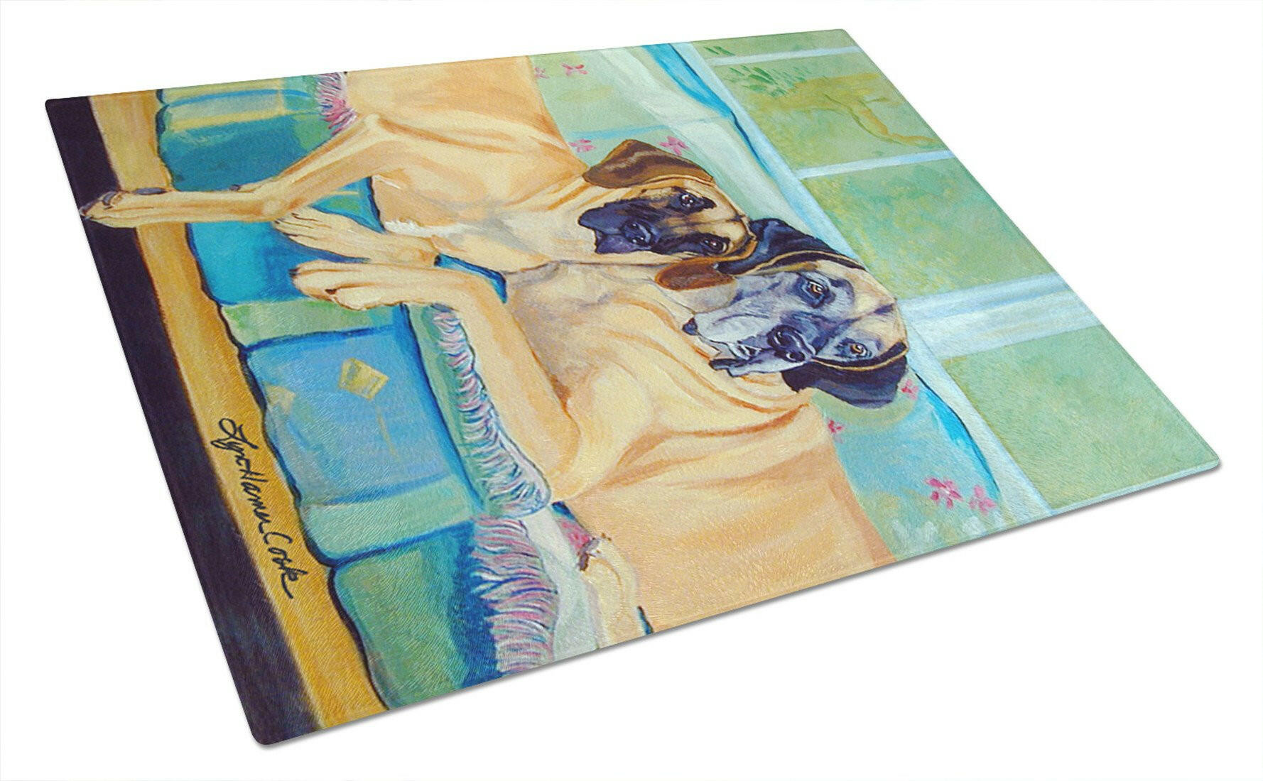 Great Dane Cutting Board Tempered Glass Kitchen Cutting Surface, Heat Resistant Chopping, Non-Slip Feet, Food Prep & Serving